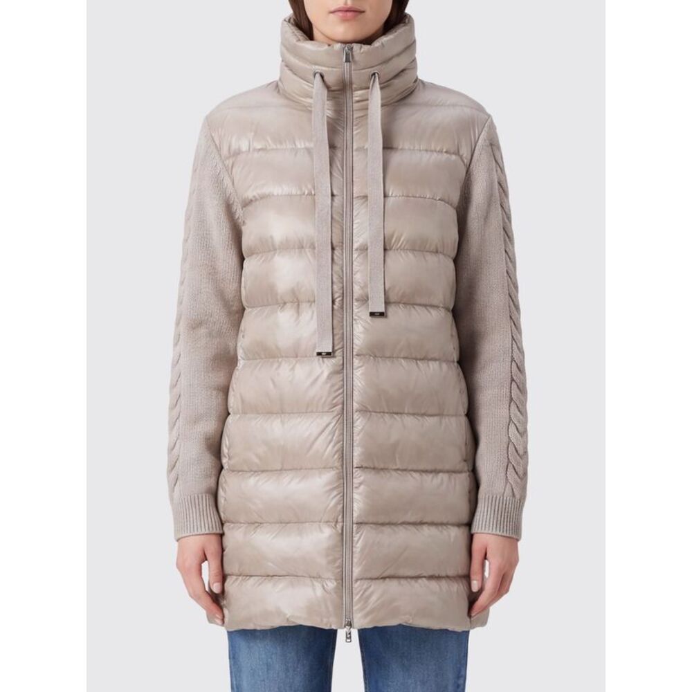 Herno Long Nylon And Knit Puffer Coat With High Neck And Down Padding